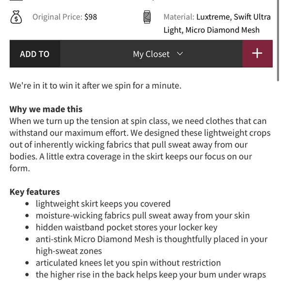 Lululemon Spin It To Win It Crop
Heathered Silver Slate / Black SIZE 6 - Picture 9 of 9